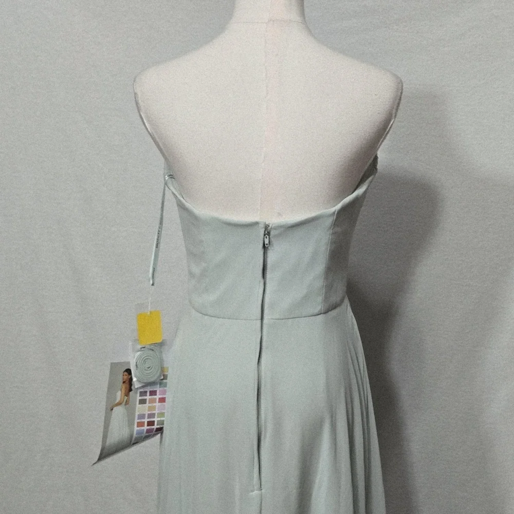 Morilee Dress Womens 6 Green‎ Strapless Chiffon Maxi Side Slit 21766 Gown